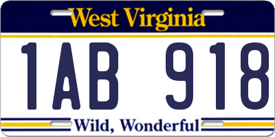 WV license plate 1AB918