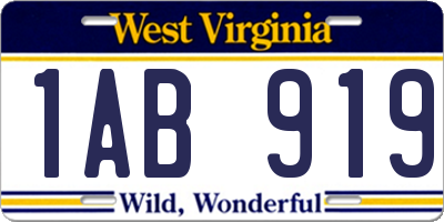 WV license plate 1AB919