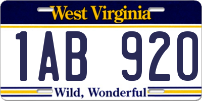 WV license plate 1AB920