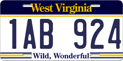 WV license plate 1AB924