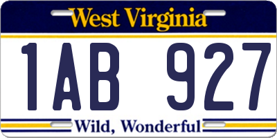 WV license plate 1AB927