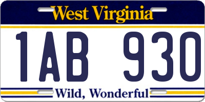 WV license plate 1AB930