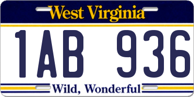 WV license plate 1AB936