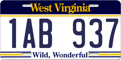 WV license plate 1AB937