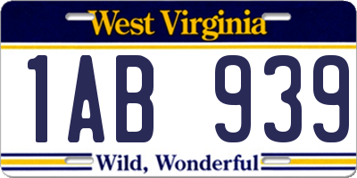 WV license plate 1AB939