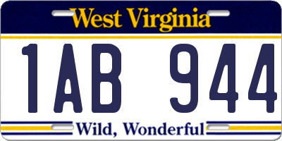 WV license plate 1AB944