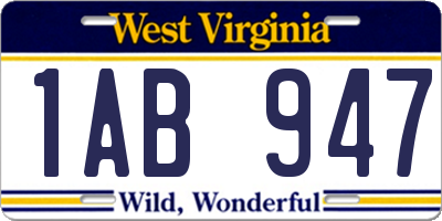 WV license plate 1AB947