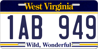 WV license plate 1AB949