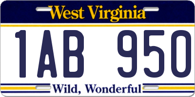 WV license plate 1AB950