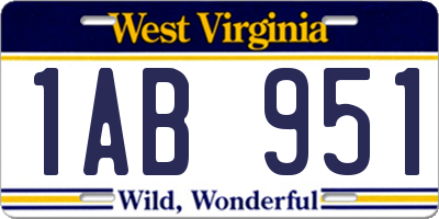 WV license plate 1AB951