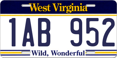WV license plate 1AB952