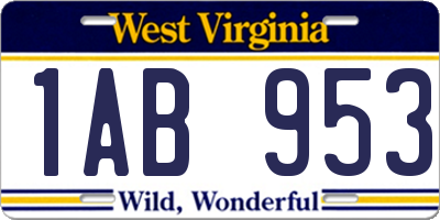 WV license plate 1AB953