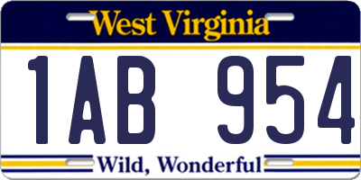 WV license plate 1AB954