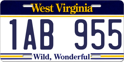 WV license plate 1AB955