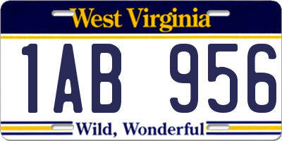 WV license plate 1AB956