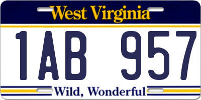 WV license plate 1AB957