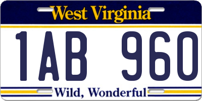 WV license plate 1AB960