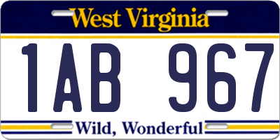 WV license plate 1AB967