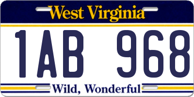 WV license plate 1AB968