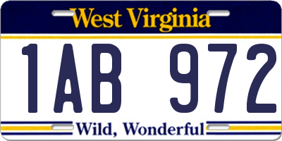 WV license plate 1AB972