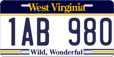 WV license plate 1AB980