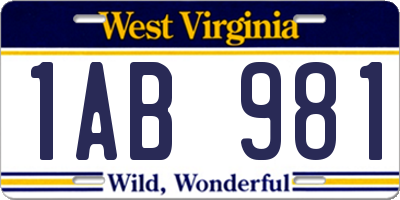 WV license plate 1AB981