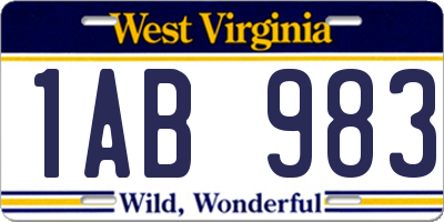 WV license plate 1AB983