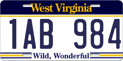 WV license plate 1AB984