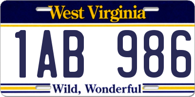 WV license plate 1AB986