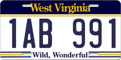 WV license plate 1AB991