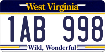 WV license plate 1AB998