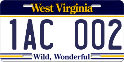 WV license plate 1AC002