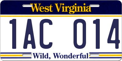 WV license plate 1AC014