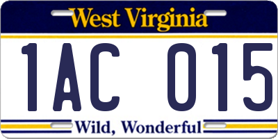 WV license plate 1AC015