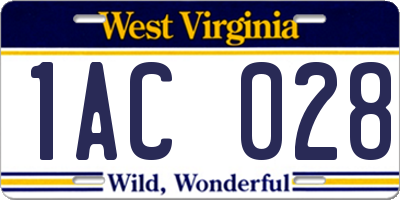 WV license plate 1AC028