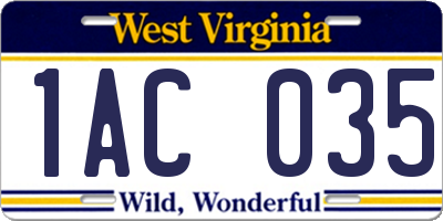 WV license plate 1AC035