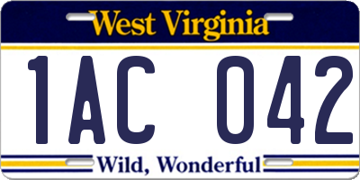 WV license plate 1AC042