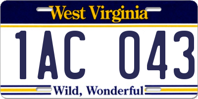 WV license plate 1AC043