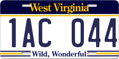 WV license plate 1AC044