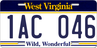 WV license plate 1AC046