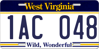 WV license plate 1AC048