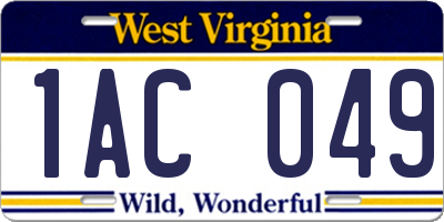 WV license plate 1AC049