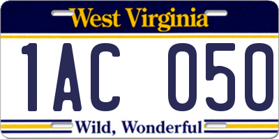 WV license plate 1AC050