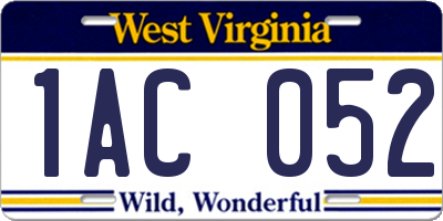 WV license plate 1AC052