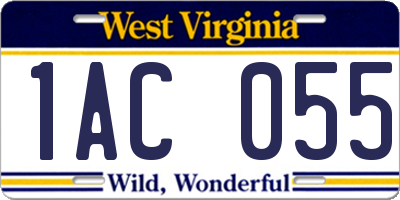 WV license plate 1AC055