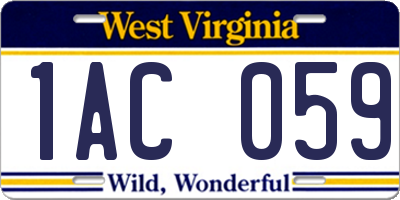 WV license plate 1AC059