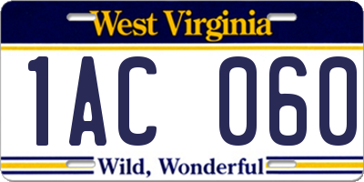 WV license plate 1AC060