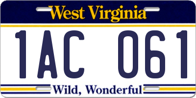 WV license plate 1AC061