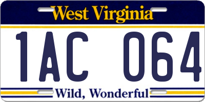 WV license plate 1AC064