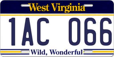 WV license plate 1AC066